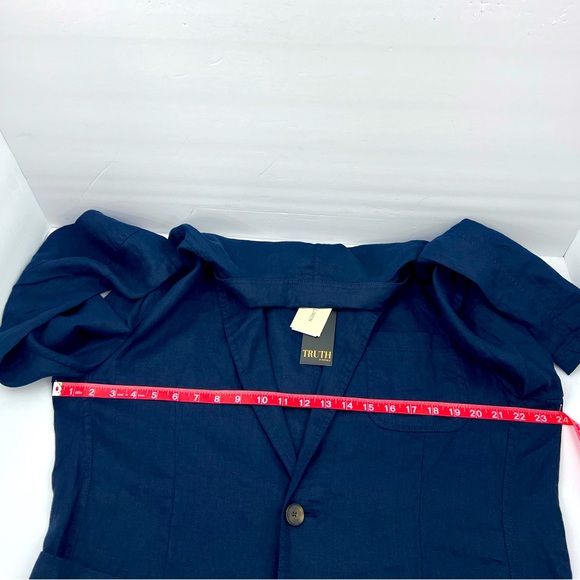 TRUTH, MEN’s 100% LINEN LIGHT & AIRY SUMMER NAVY JACKET, SIZE 42 (LARGE) - Picture 14 of 16